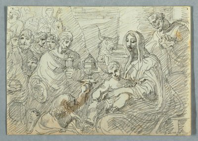 Tillbedjan av Magi-studien efter Lodovico Carracci av Felice Giani