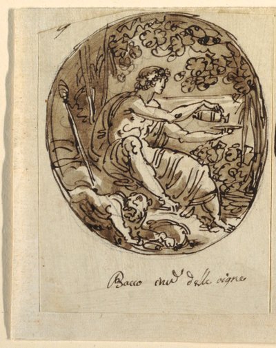Bacchus, Design för välvt tak, Sala dei Legislatori, Palazzo Conti-Sinibaldi, Faenza av Felice Giani