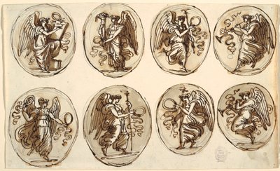 Takdesign, historia, överflöd i sex ovaler, Hall of Hercules and Ebe, Palazzo Gessi, Faenza av Felice Giani