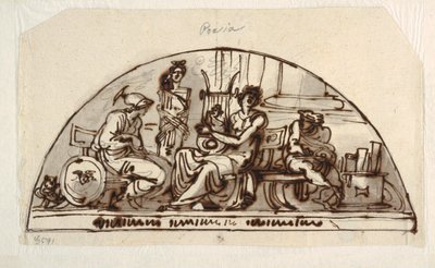 Design för en Lunett med Allegory of Poetry av Felice Giani