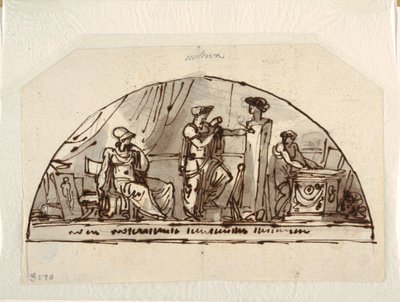 Design för en Lunett med Allegory of Sculpture av Felice Giani