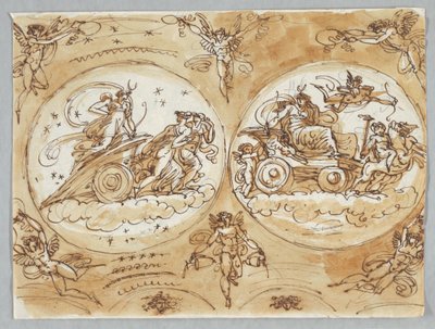Design med klassiska och bevingade figurer av Felice Giani