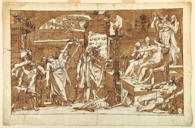 Teckning, Hades; Persefone i underjorden (offergåva till Proserpine), ca 1820 av Felice Giani