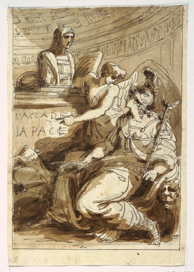 Ritning, Monument för en Accademia della Pace, 1810-20 av Felice Giani