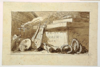 Ritning, Monument för en Accademia della Pace, 1810-20 av Felice Giani