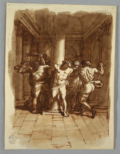Teckning, Skissbokssida: Kristi flagellation, 1810-15 av Felice Giani