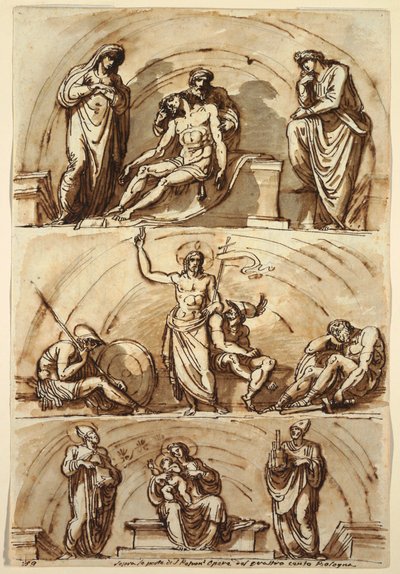 Teckning, Studier efter lunetter av, 1814 av Felice Giani