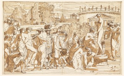 Teckning, Venusdyrkan i ett klassiskt landskap, ca 1820 av Felice Giani