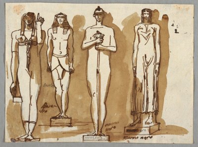 Fyra statyer i egyptisk stil av Felice Giani