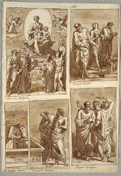Fyra studier av verk av Perugino och Francia av Felice Giani
