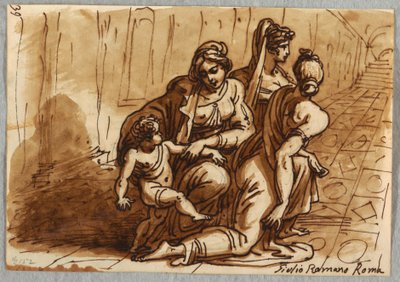 Grupp av figurer, Studera donationen, efter Giulio Romano av Felice Giani