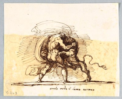 Hercules och Nemean Lion av Felice Giani