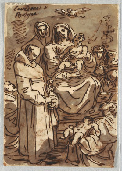 Helig treenighet med den döde Kristus i ära efter Palma Giovane; Adoration of the Magi, Studie efter Lodovico Carracci av Felice Giani