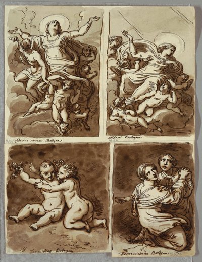 Lunett med St. Peter och St. Paul med St. Matteus och profeten Jesaja, Studera efter Sebastiano del Piombo av Felice Giani