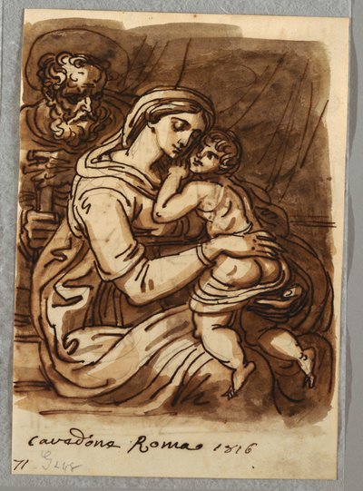 Madonna och barn med St. Joseph av Felice Giani