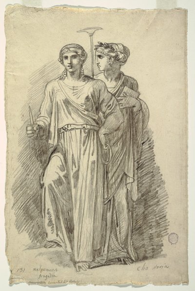 Melpomene, Muse of Tragedy och Clio, Muse of History av Felice Giani