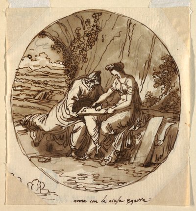 Numa Pompilius och Egeria, Sala di Numa Pompilius, Palazzo Milzetti, Faenza av Felice Giani