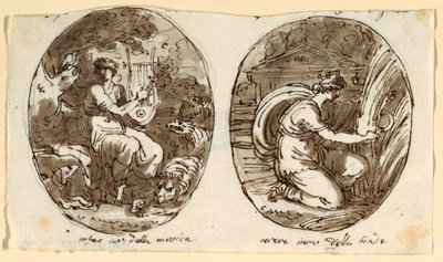 Orpheus, Ceres, Design för välvt tak, Sala dei Legislatori, Palazzo Conti-Sinibaldi, Faenza av Felice Giani