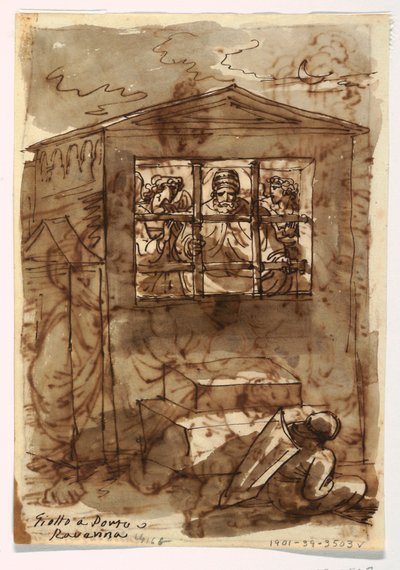 Sketchbook Folio, Pope Sixtus II och Deacon av Felice Giani