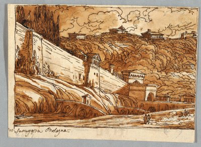 Skissbokssida, Folio 57: Studie efter Porta di Saragossa i Bologna; Verso, arkitektoniska detaljer av Felice Giani