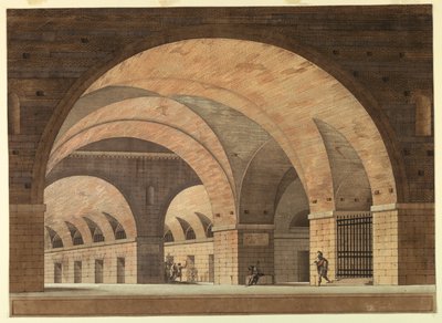 Scenografi, fängelseinteriör av Felice Giani