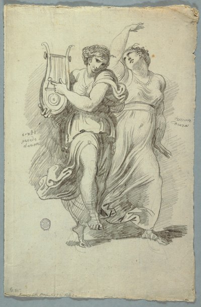 Terpsichore, Muse of Dance and Erato, Muse of Love Poetry av Felice Giani