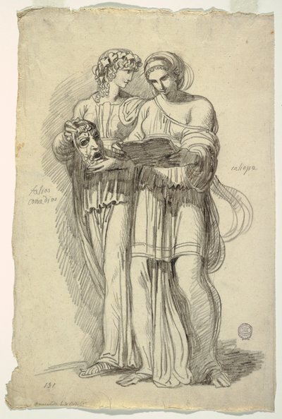 Thalia, Muse of Comedy och Calliope, Muse of Epic Poetry av Felice Giani
