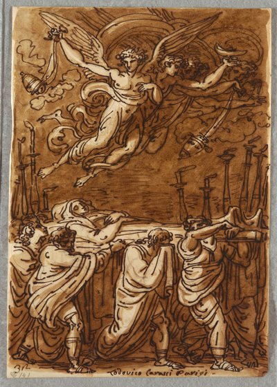 Apostlarna som bär jungfruns kropp till graven, studera efter Lodovico Carracci av Felice Giani