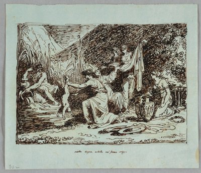 Thetis störtar Akilles i floden Styx av Felice Giani