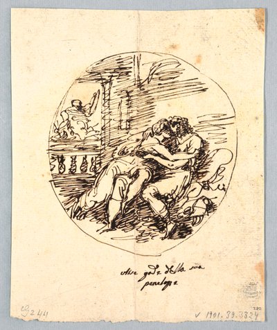 Ulysses och Penelope omfamnar varandra av Felice Giani