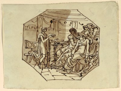 Vergilius läser Marcellus lov till Lucretia och Augustus, Palazzo Cavina, Faenza av Felice Giani