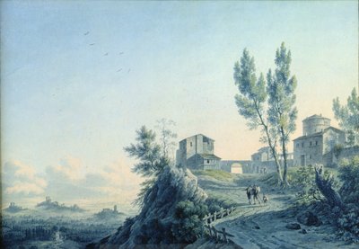 Lorenzetto slott, Castagneto, 1803 (wc på papper) av Felice Marie Ferdinand Storelli