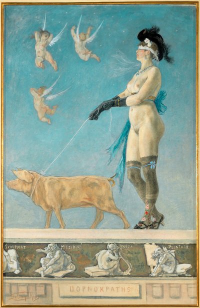 Pornokrates, en bild av kvinnan som evig fresterska och dotter till Eva (pastell och gouache på papper) av Felicien Rops