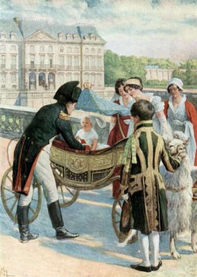 Napoleon och kungen av Rom på terrassen vid Meudon av Felicien baron de Myrbach-Rheinfeld
