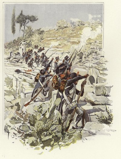 Soldater bland ruinerna av Nicopolis av Felicien baron de Myrbach-Rheinfeld