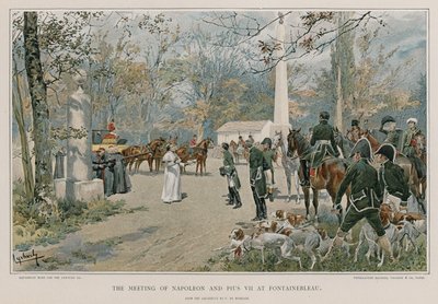 Mötet mellan Napoleon och Pius VII i Fontainbleau av Felicien baron de Myrbach-Rheinfeld
