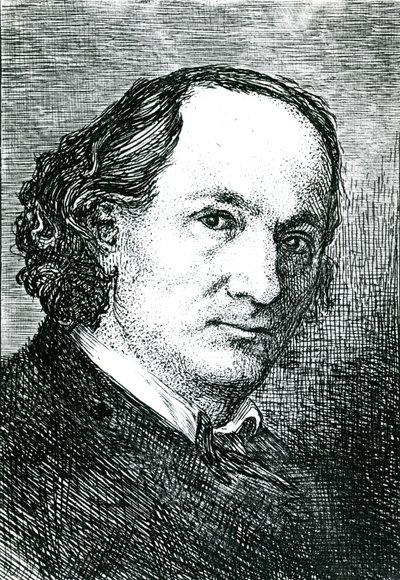 Charles Baudelaire (1821-67) (gravyr) (s/v foto) av Felix (after) Bracquemond