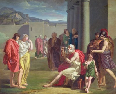 Homeros sjunger med sin lyra, tidigt 1800-tal av Felix Boisselier