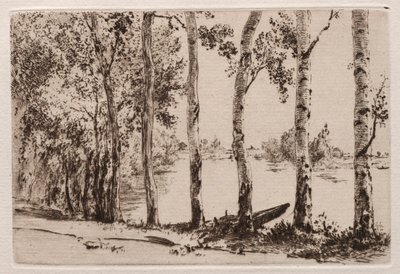 Aspar på stranden av Seine. av Felix Bracquemond