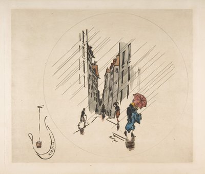 Dekoration för en tallrik: Regn, 1870. av Felix Bracquemond