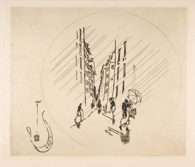 Dekoration för en tallrik: Regn, 1870. av Felix Bracquemond