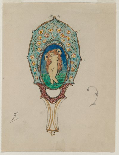 Design för en handspegel, ca. 1900-1902. av Felix Bracquemond