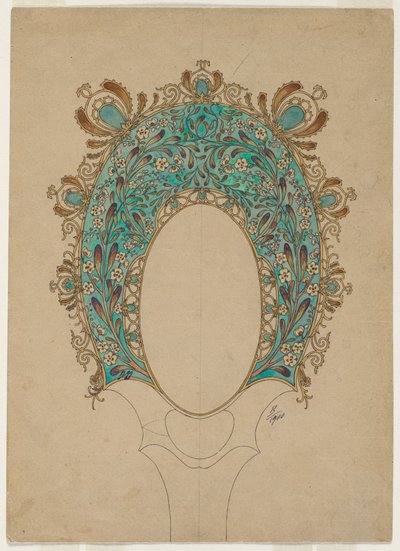 Design för en handspegel, ca. 1900-1902. av Felix Bracquemond