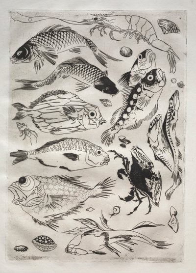 Middagsservering (Rousseau-servering): Fisk (nr 24) av Felix Bracquemond