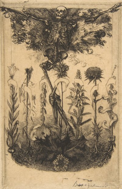 Frontispice för The Flowers of Evil, 1857. av Felix Bracquemond