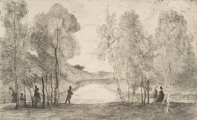 Sjön Bois de Boulogne, omkring 1858. av Felix Bracquemond