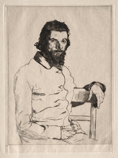 Porträtt av Meryon, sittande av Felix Bracquemond