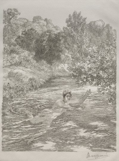 Badaren, c. 1860-70. av Felix Bracquemond