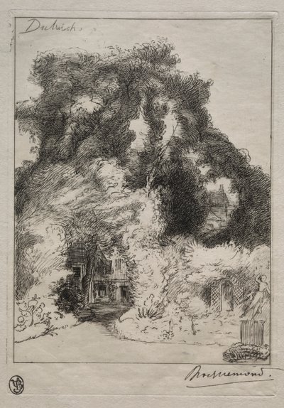 The Garden of the Inn i Dulwich, ca. 1870. av Felix Bracquemond