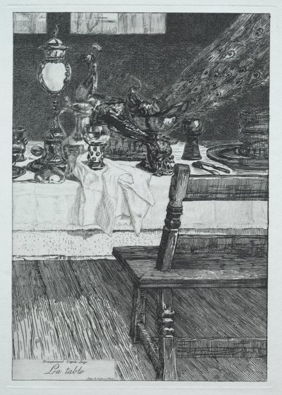 Tabellen, efter H. Leys, 1868. av Felix Bracquemond